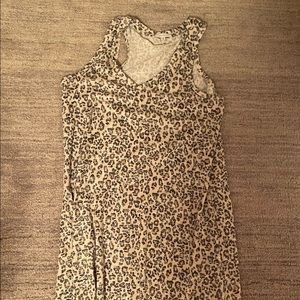 Leopard v neck cotton dress